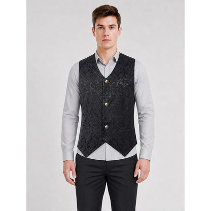 Short Vintage Jacquard Vest on-model view