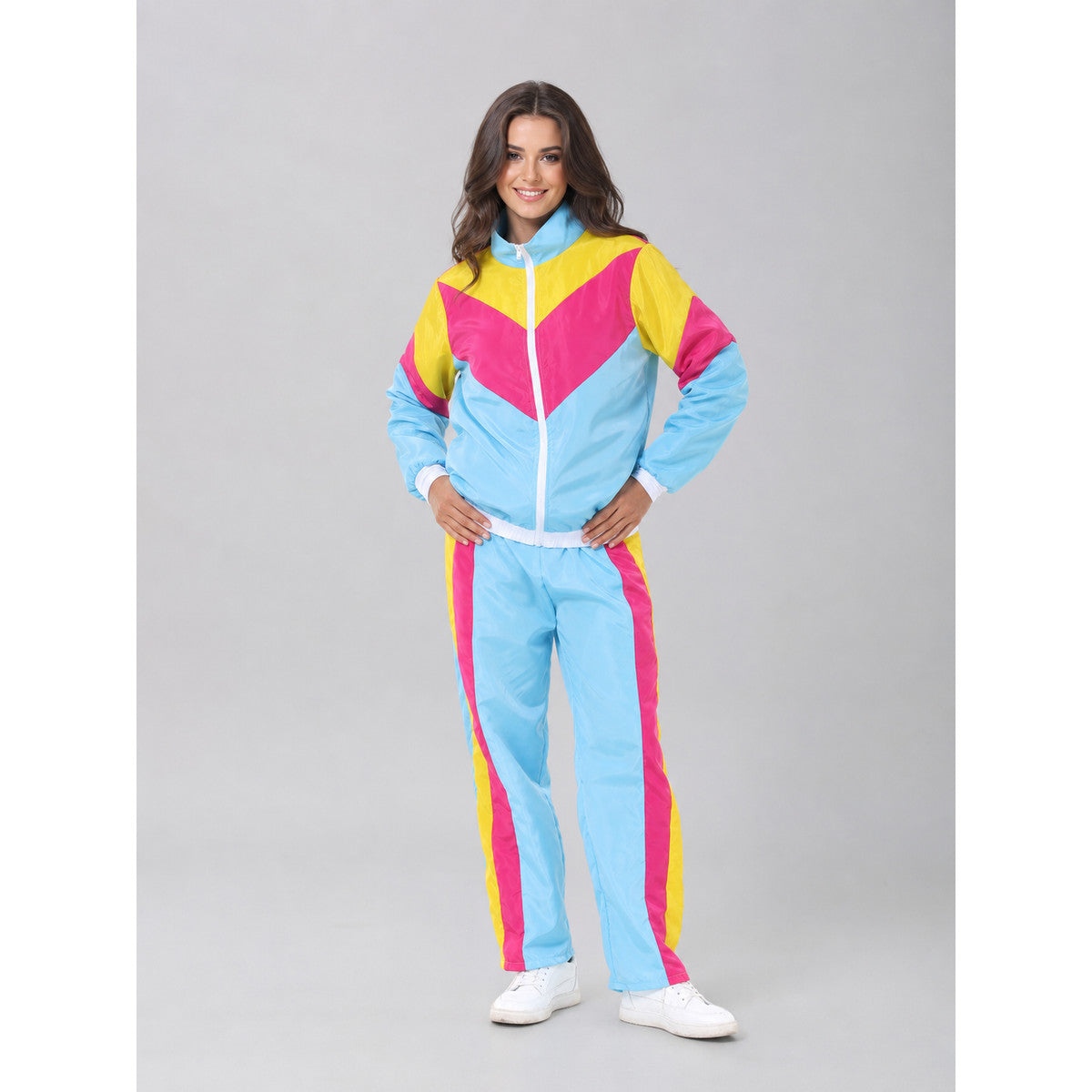 Two-Piece Stage Costume with Geometric Color Blocking