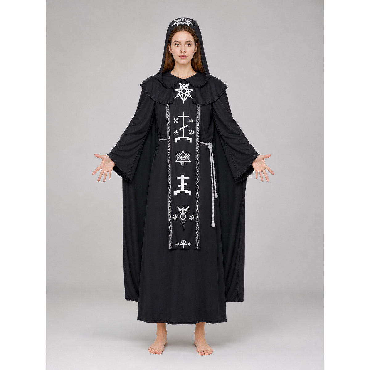 Hooded wizard costume, cosplay robe
