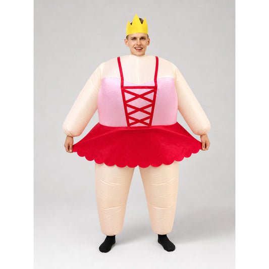 Inflatable clown costume in ballet style with a crown for the stage