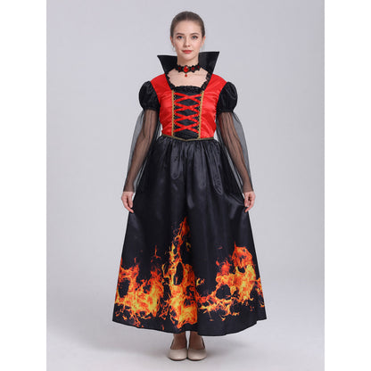 Red and Black Cosplay Dress with Necklace