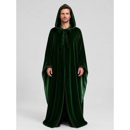 Green Hooded Death Cosplay Cloak for Halloween on-model view