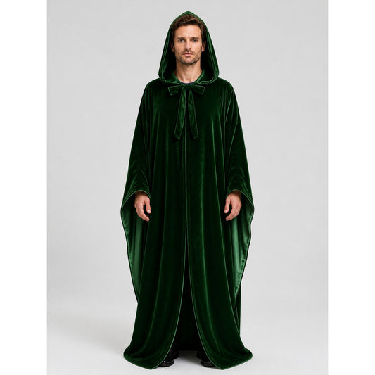 Green Hooded Death Cosplay Cloak for Halloween on-model view