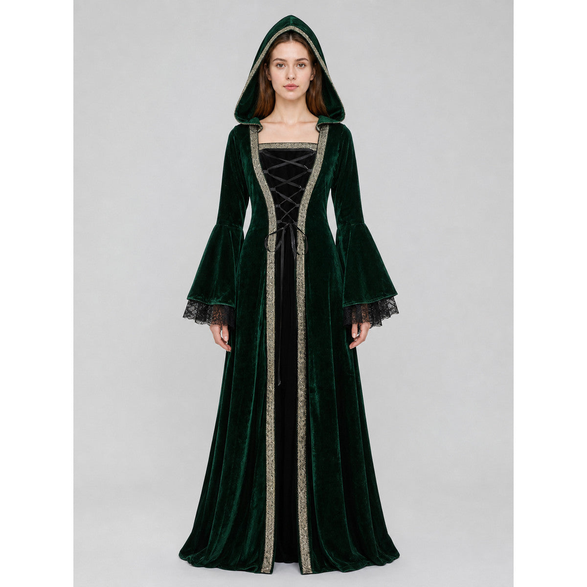 Gothic Hooded Dress in a Medieval Style
