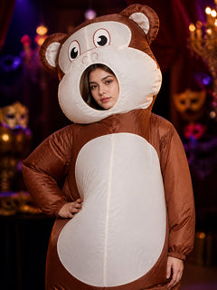 Customizable Inflatable Monkey Animal Onesie, Brown White Halloween Party