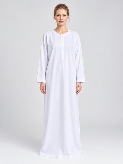 Long White Loose Straight-Cut Tunic on-model view