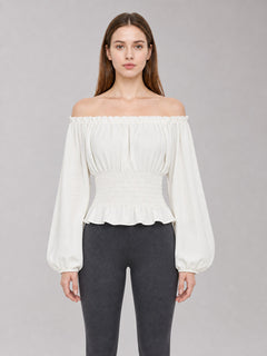 White Blouse with Full Sleeves and Ruffles