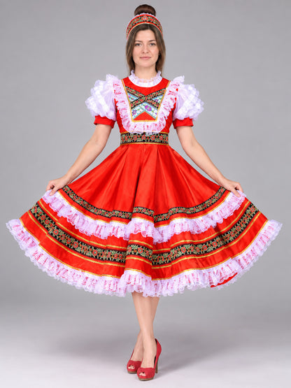 Stage costume for Russian folk dance, red