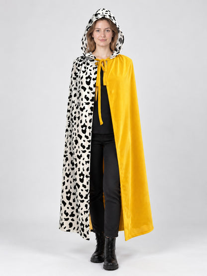 Carnival Cape with Hood, Black and White with Yellow