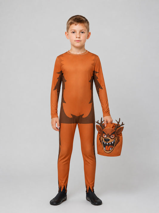 “Monster Deer” Costume: Jumpsuit and Headpiece on-model view