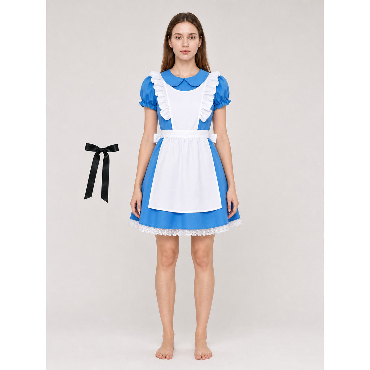 Alice-inspired Carnival Dress, Blue and White on-model view