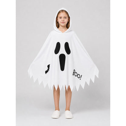 White Glowing Ghost Cape for Halloween on-model view