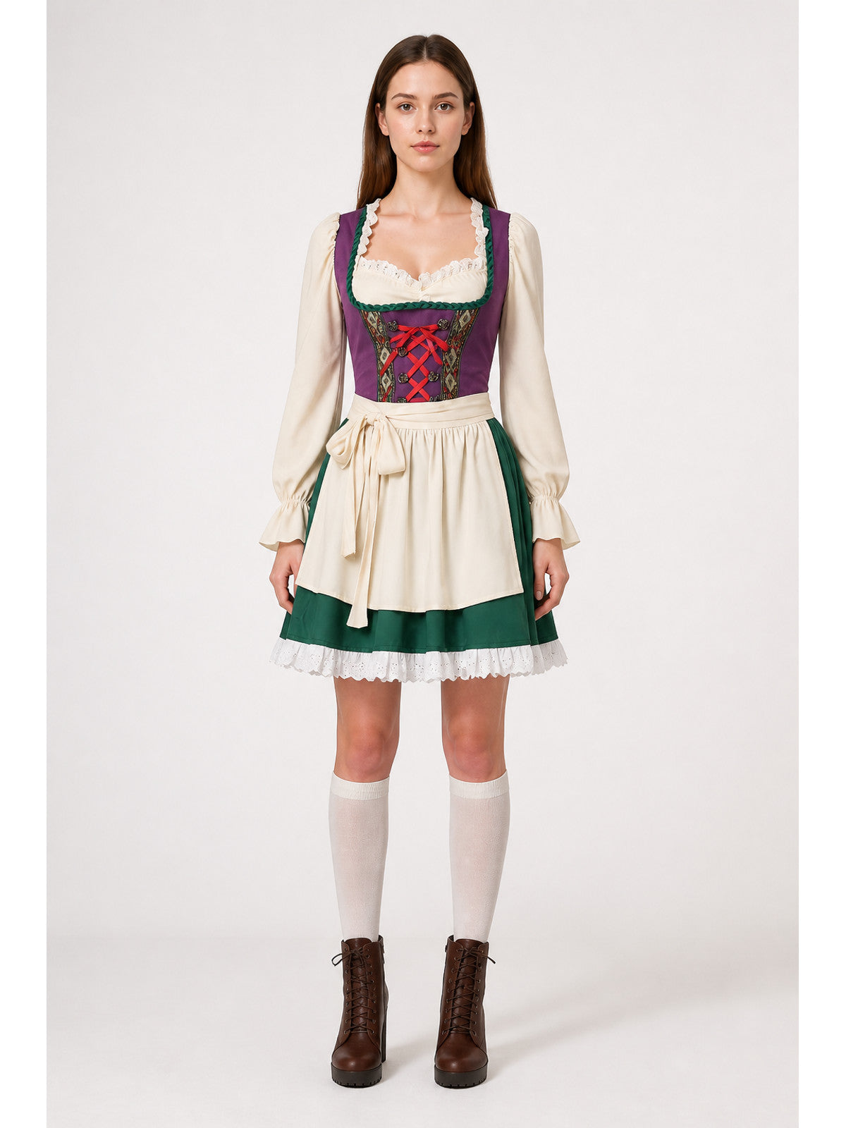 Dress with an Apron, Long Sleeves, and Lacing main product view
