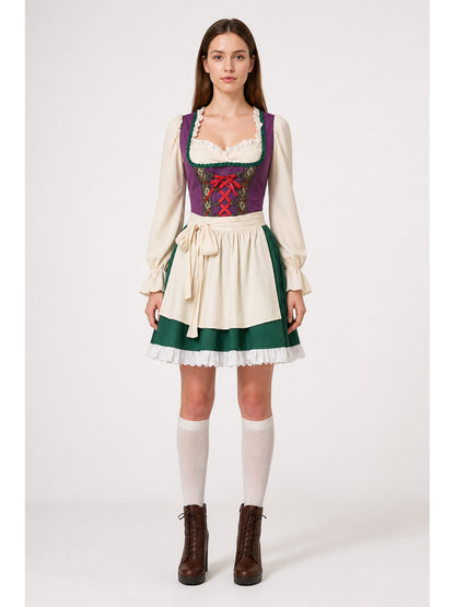 Dress with an Apron, Long Sleeves, and Lacing main product view