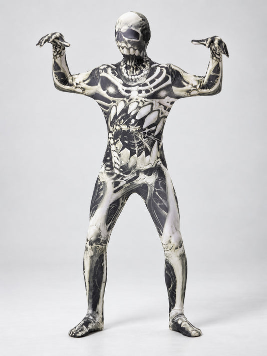 Halloween Skeleton and Skull Print Carnival Costume