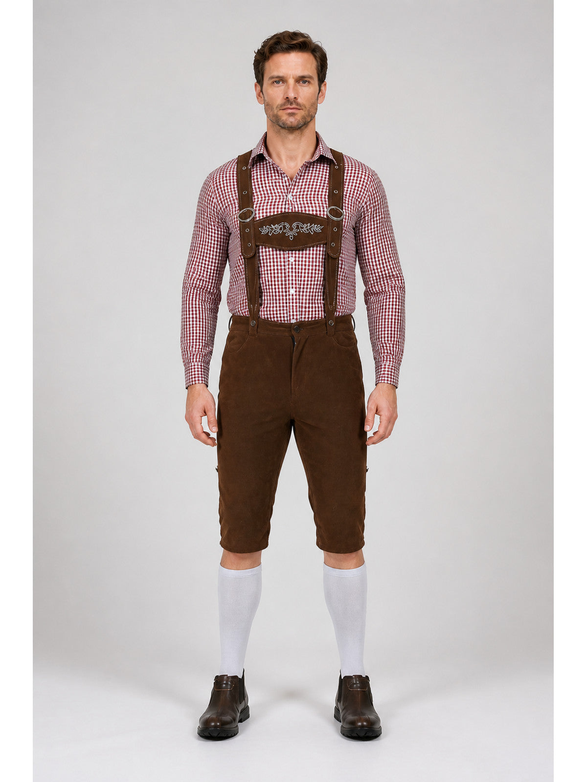 Brown Lederhosen Shorts with Suspenders