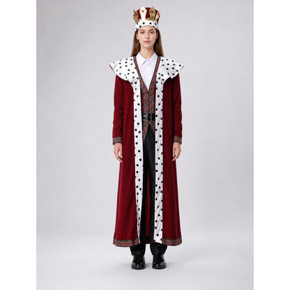 Medieval King Costume with Cape and Crown on-model view