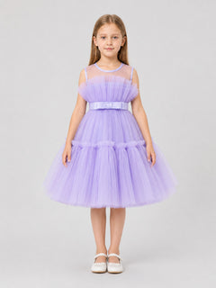 Dressy Layered Dress with Full Skirt and Bow