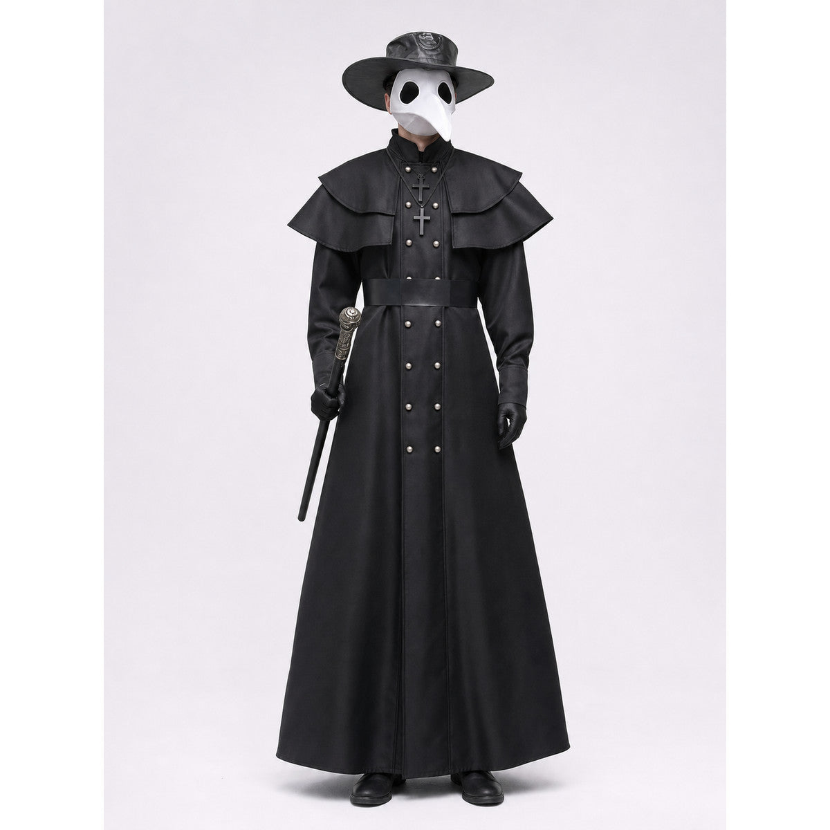 Halloween Plague Doctor Costume with Mask on-model view