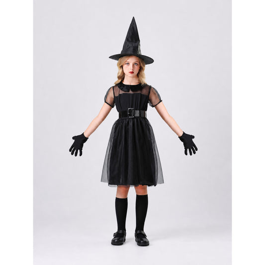 Witch Costume: Black Dress with Mesh Skirt
