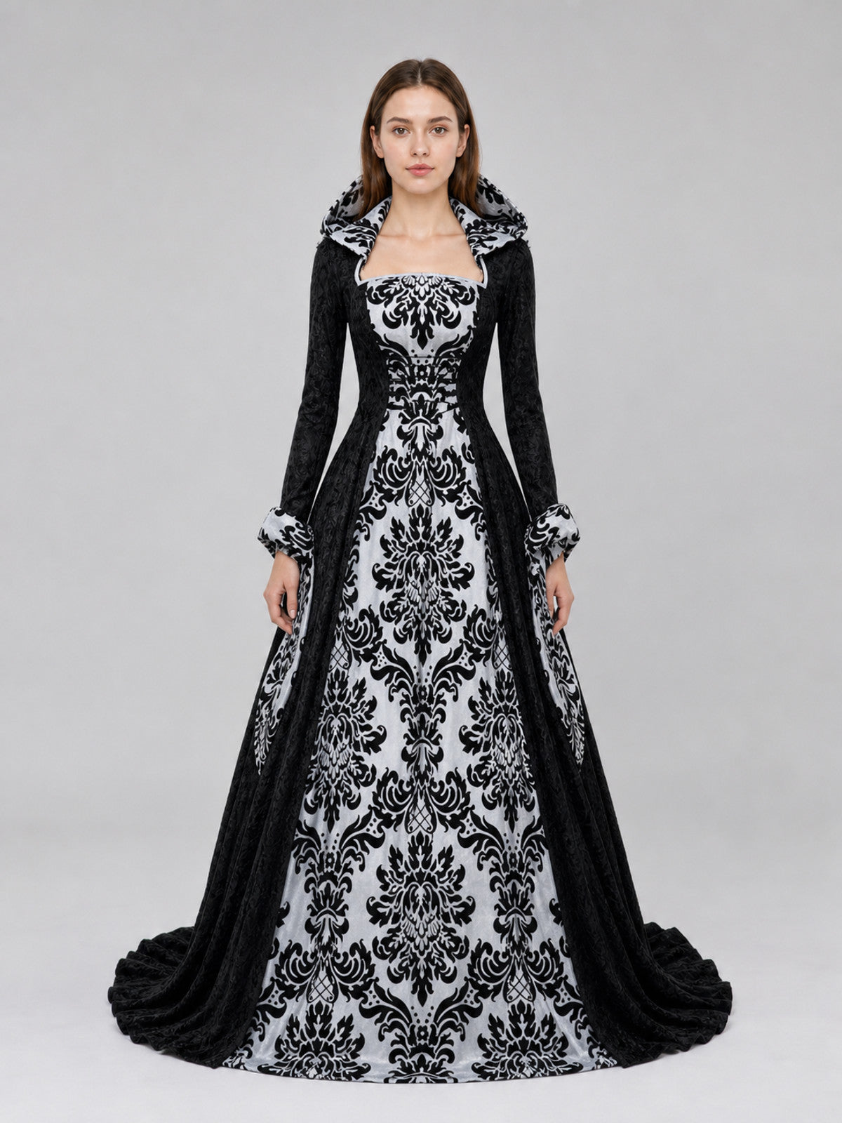 Gothic Victorian-Style Hooded Dress