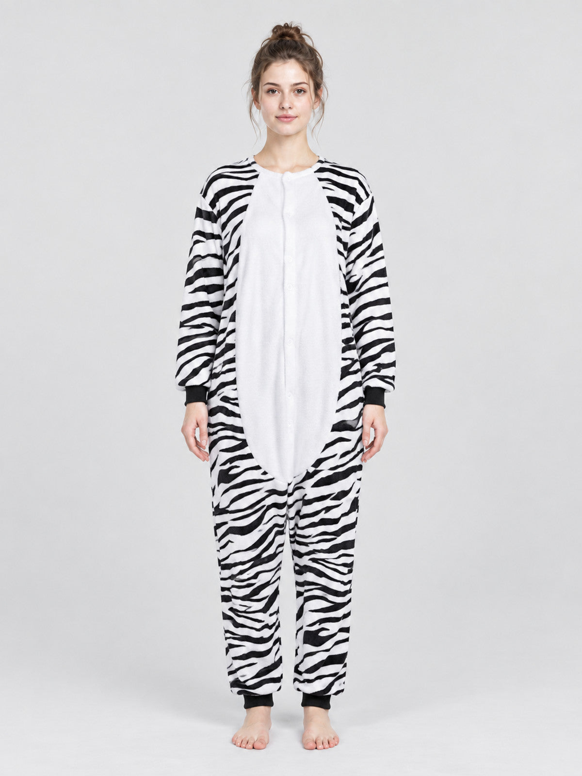 Flannel Zebra-Striped Print PJ Jumpsuit