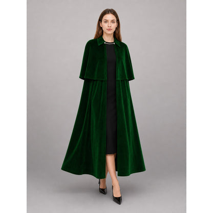 Long Green Gothic Costume Cape front view