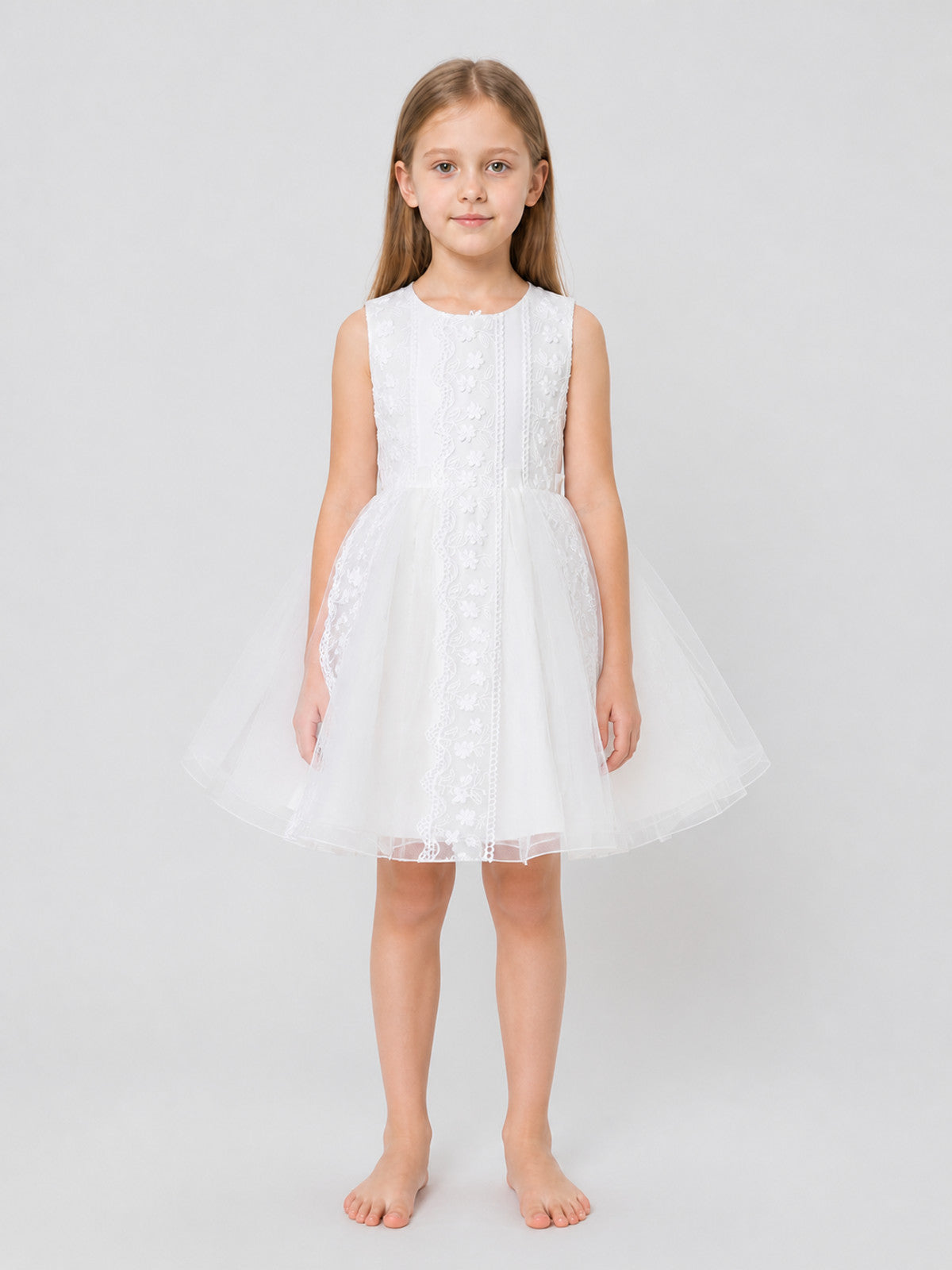 Children’s Dress with Floral Embroidery and Full Skirt