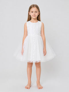 Children’s Dress with Floral Embroidery and Full Skirt