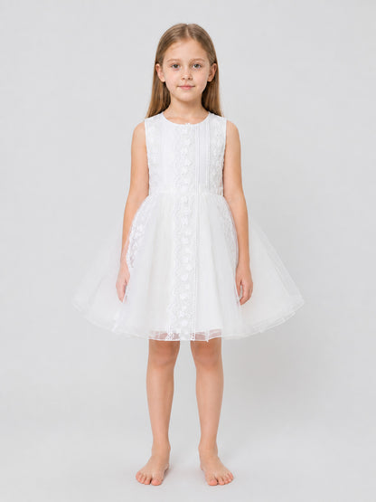 Children’s Dress with Floral Embroidery and Full Skirt