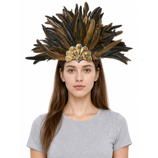 Sequined Feather Headpiece for Masquerade