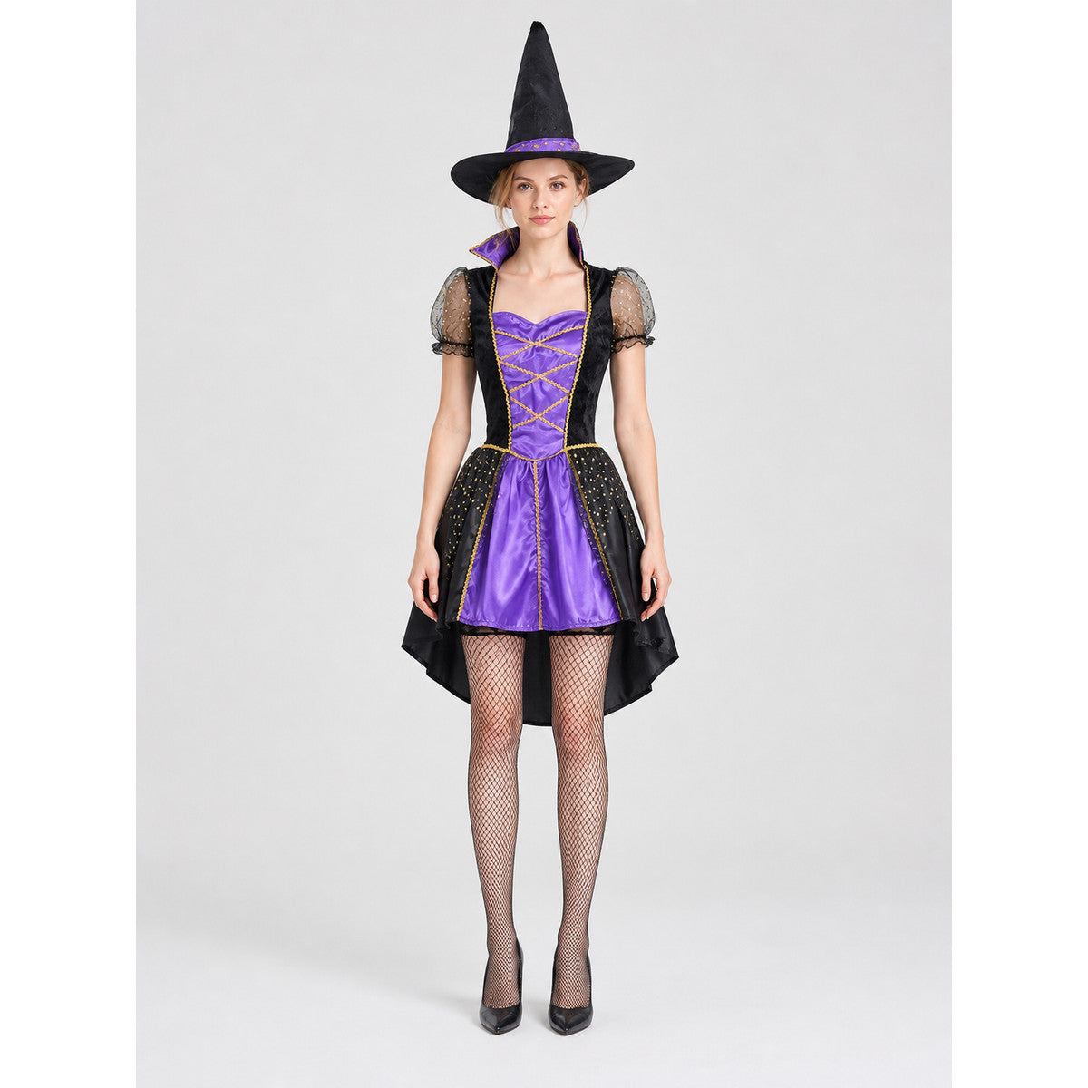 Witch Costume: Halloween Dress with Hat on-model view