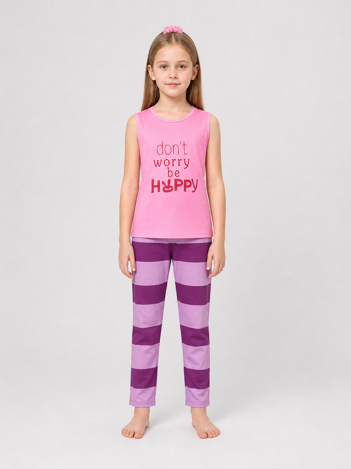 Judy Cosplay Set: Striped Sleeveless Top and Pants on-model view