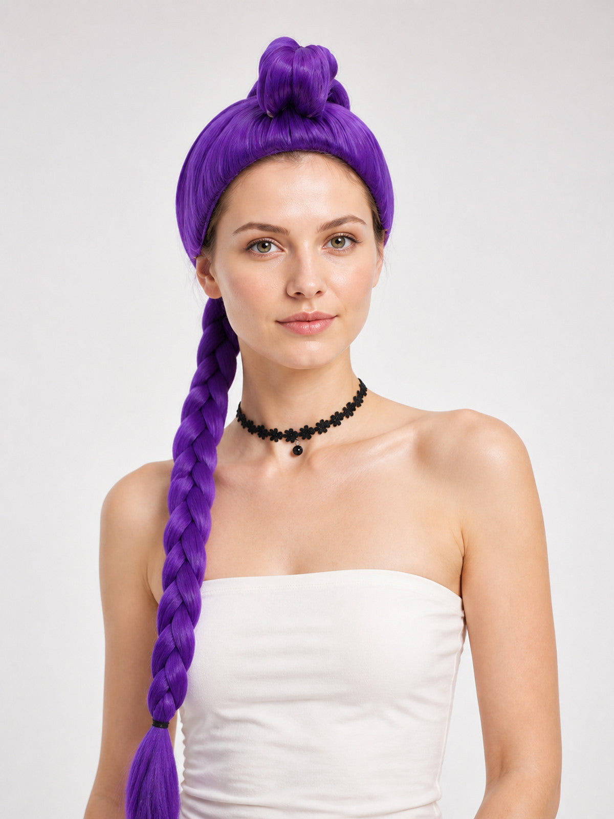 Purple Cosplay Wig with a Long Braid main product view