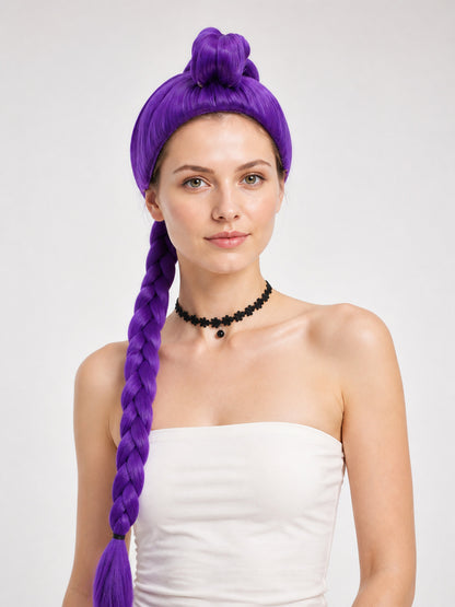 Purple Cosplay Wig with a Long Braid main product view
