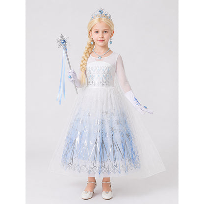 White and Blue Princess Costume for Halloween main product view