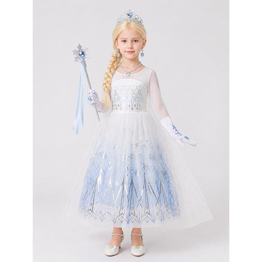 White and Blue Princess Costume for Halloween main product view