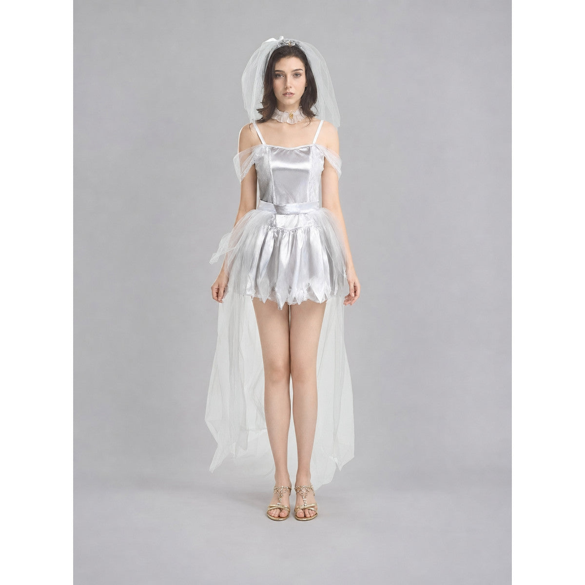 Retro Costume: Dress, Headpiece, and Tulle Train