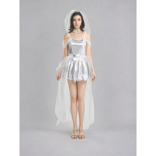 Retro Costume: Dress, Headpiece, and Tulle Train