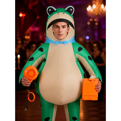 Inflatable Green Frog Costume With Blower, Halloween Party Outfit on-model view