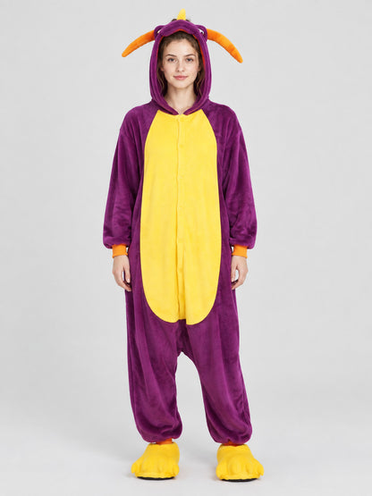 Dragon Kigurumi Pajama, Purple, with Hood and Tail