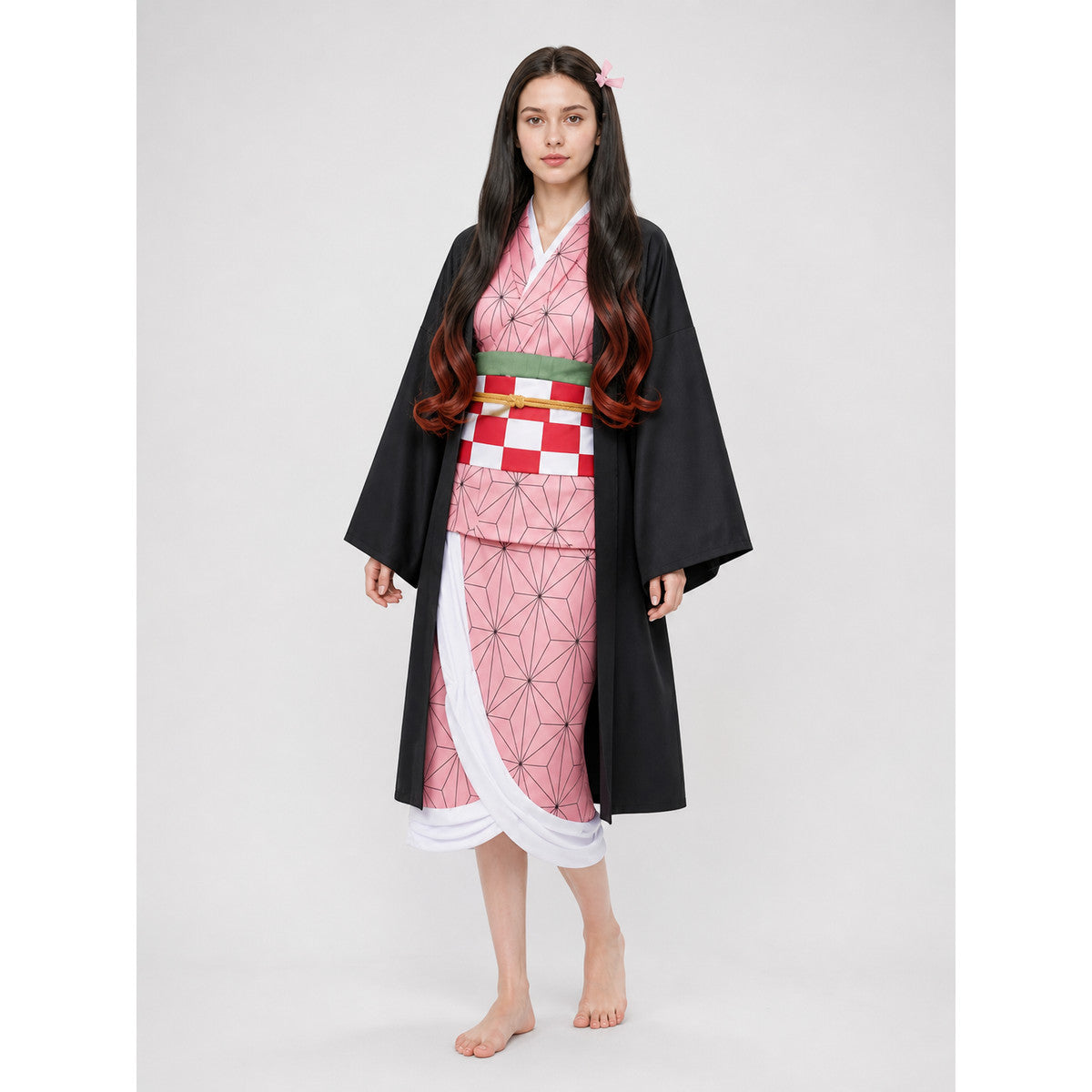 Anime Cosplay Costume with Black Kimono