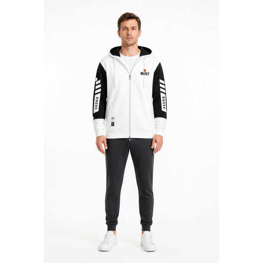 Oversized Rust Print Hoodie, Black and White main product view