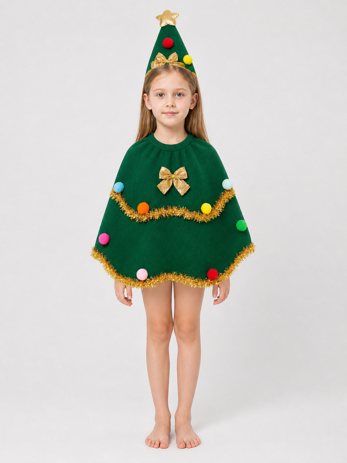 Christmas Cape for Pets, Green, S–L on-model view