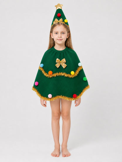 Christmas Cape for Pets, Green, S–L on-model view