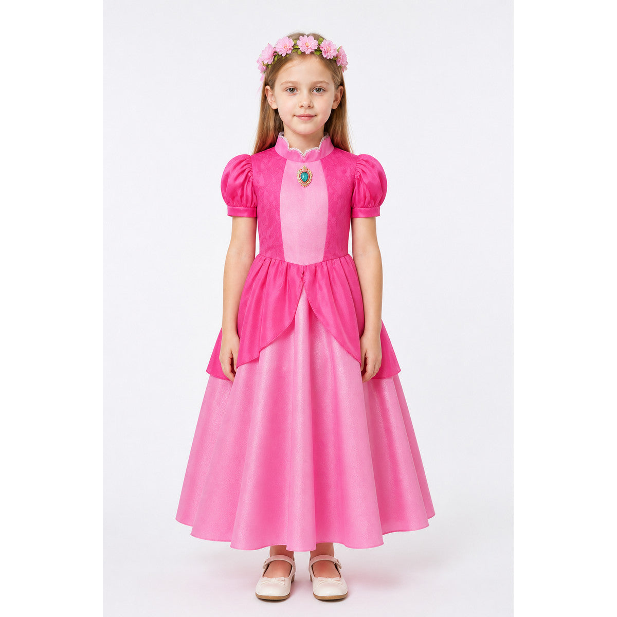 Puffy layered princess dress with short sleeves main product view