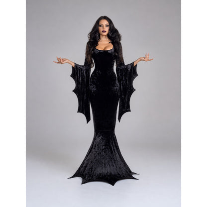 Black cosplay dress with wing sleeves