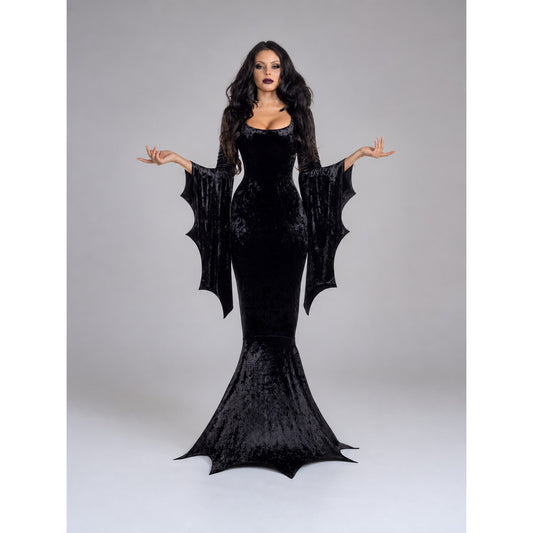 Black cosplay dress with wing sleeves