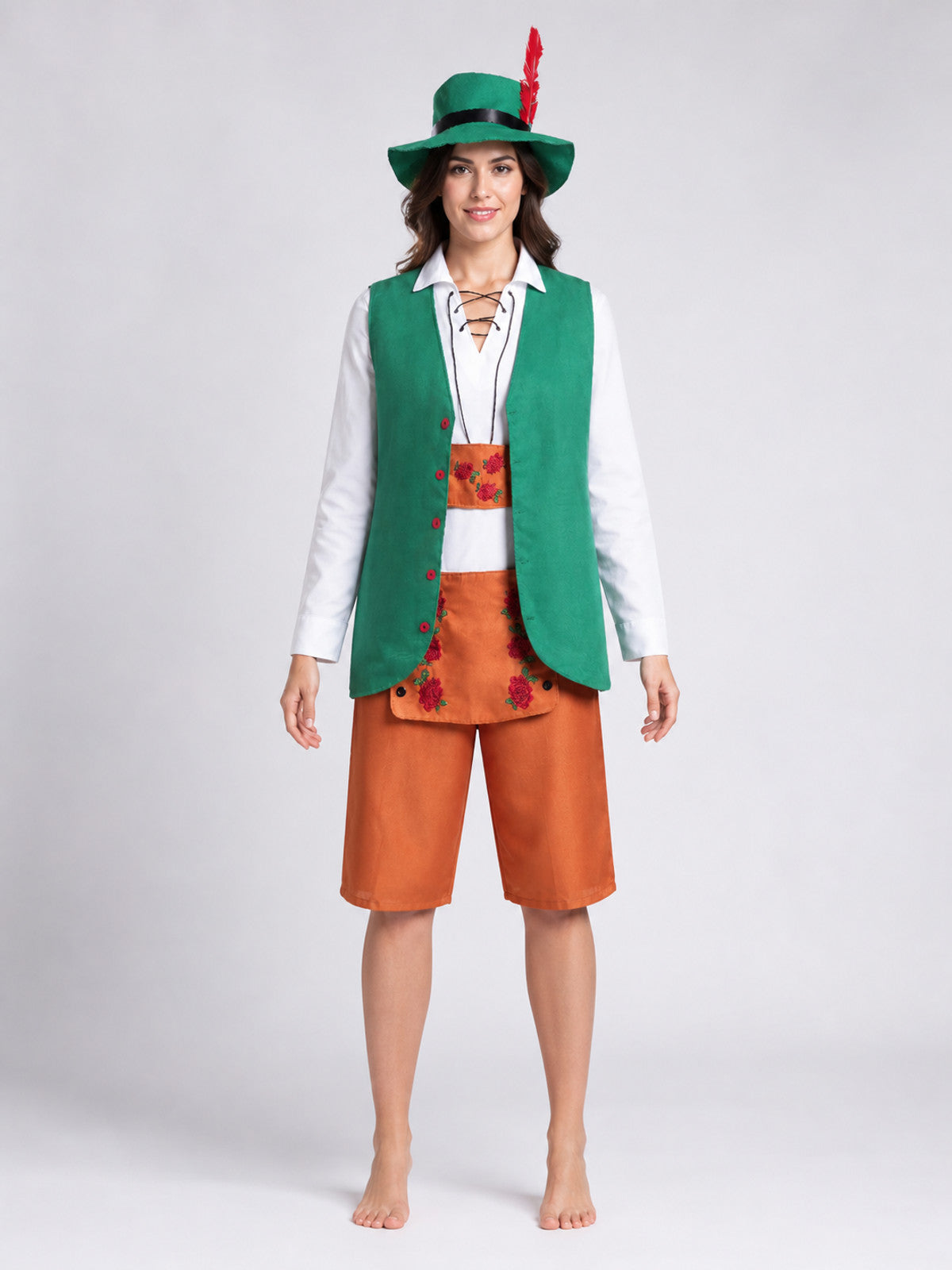 Bavarian-style carnival costume with hat front view