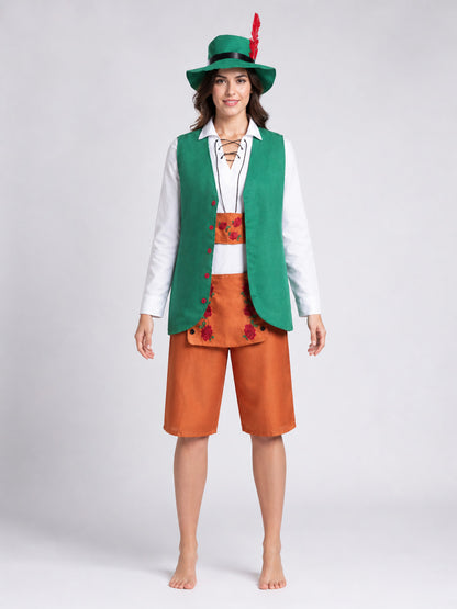 Bavarian-style carnival costume with hat front view